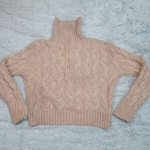 Sincerely Jules Sweater Womens‎ S Biege Turtleneck Half Zip Comfort Cozy Soft